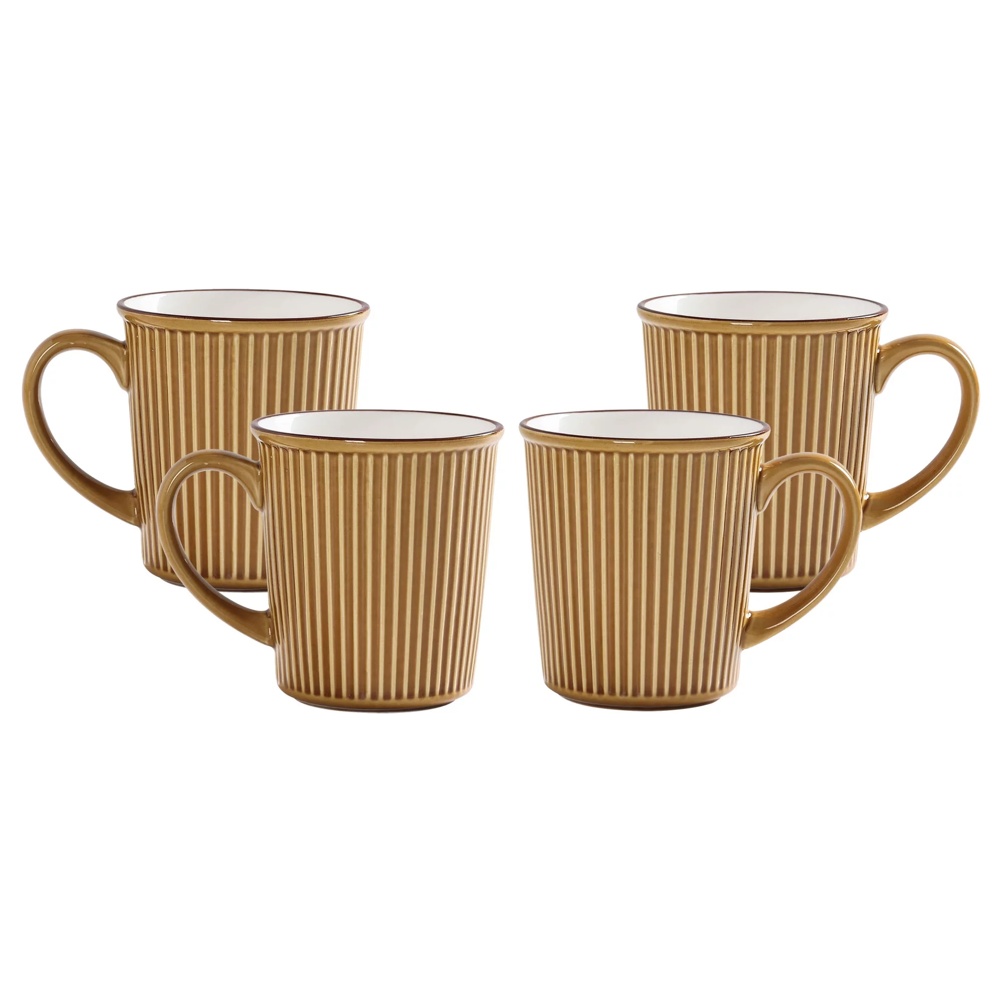 Bico Helios Yellow Ceramic Mugs, 15oz, Set of 4, for Coffee, Tea, Drinks, Microwave & Dishwasher Safe