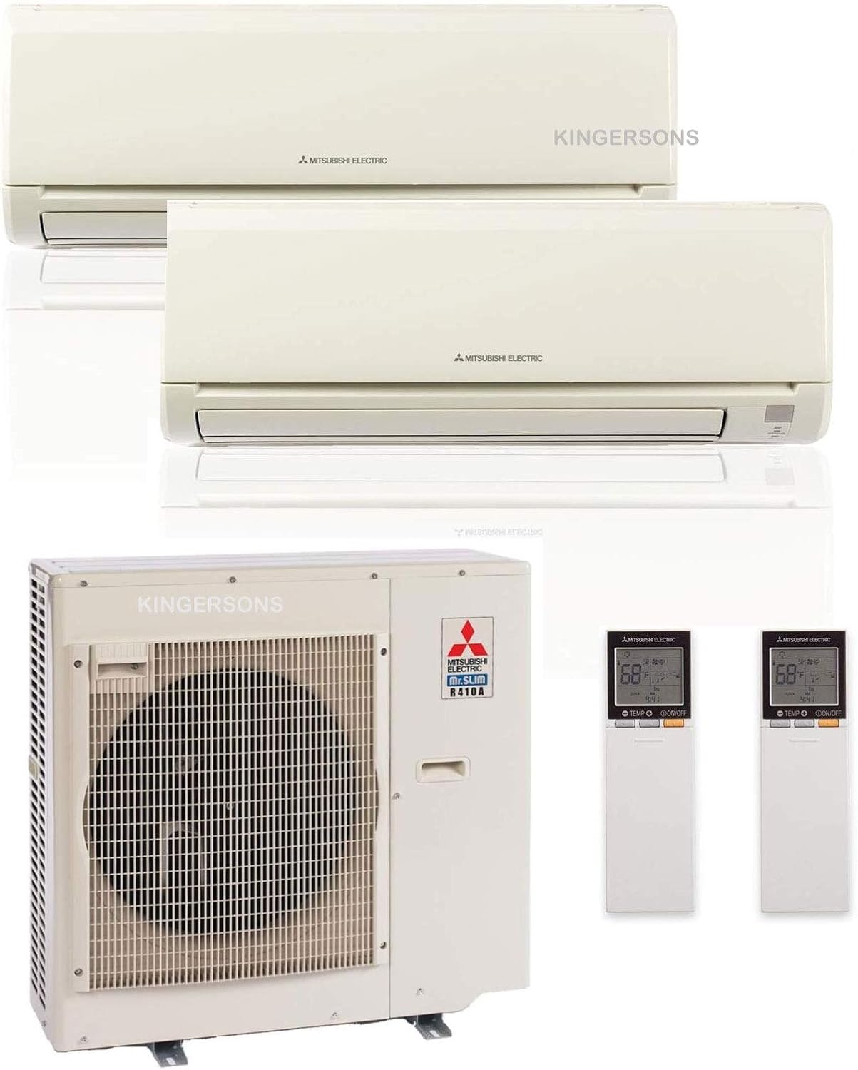 Mitsubishi 30,000 Btu 19 Seer Dual Zone Ductless Mini Split Heat Pump System (AC and Heat) - 12K-18K