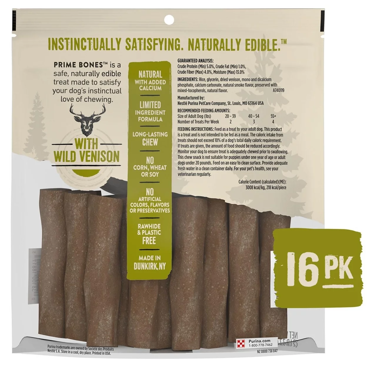 Purina Prime Bones Chew Stick with Wild Venison (16 Chews)