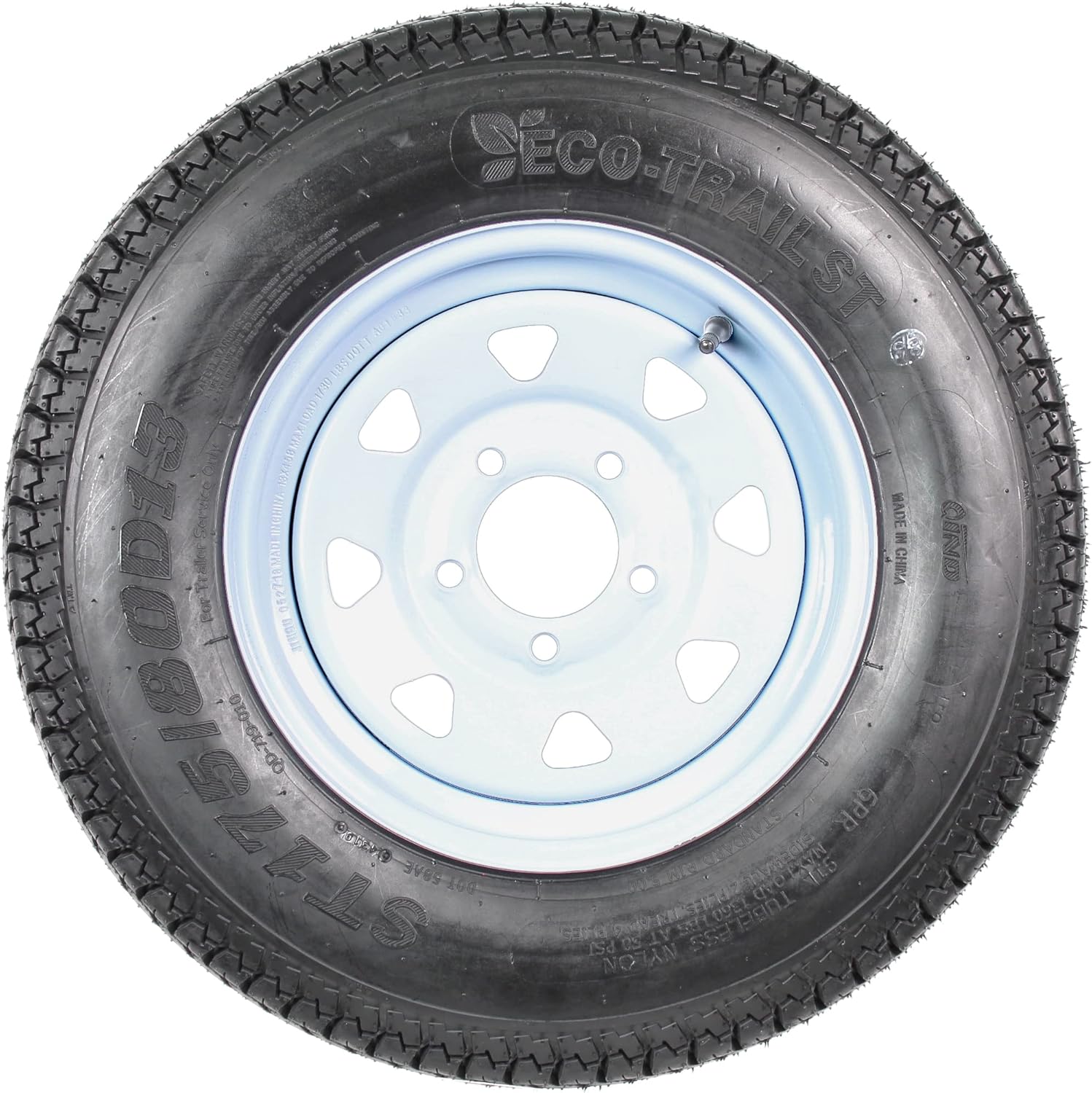 2-Pk Trailer Tire On Rim ST175/80D13 175/80 13 in. LRC 5 Hole White Spoke Wheel