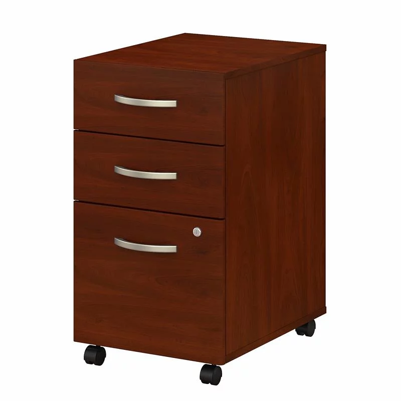 Home Square 2 Piece Wood Mobile Filing Cabinet Set in Hansen Cherry