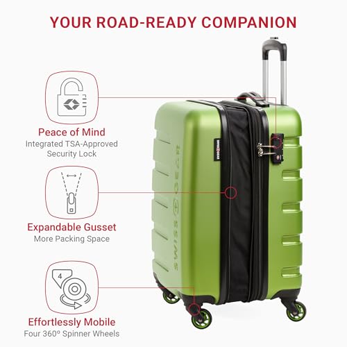 SwissGear 7366 Hardside Expandable Luggage with Spinner Wheels, White, Carry-On 19-Inch