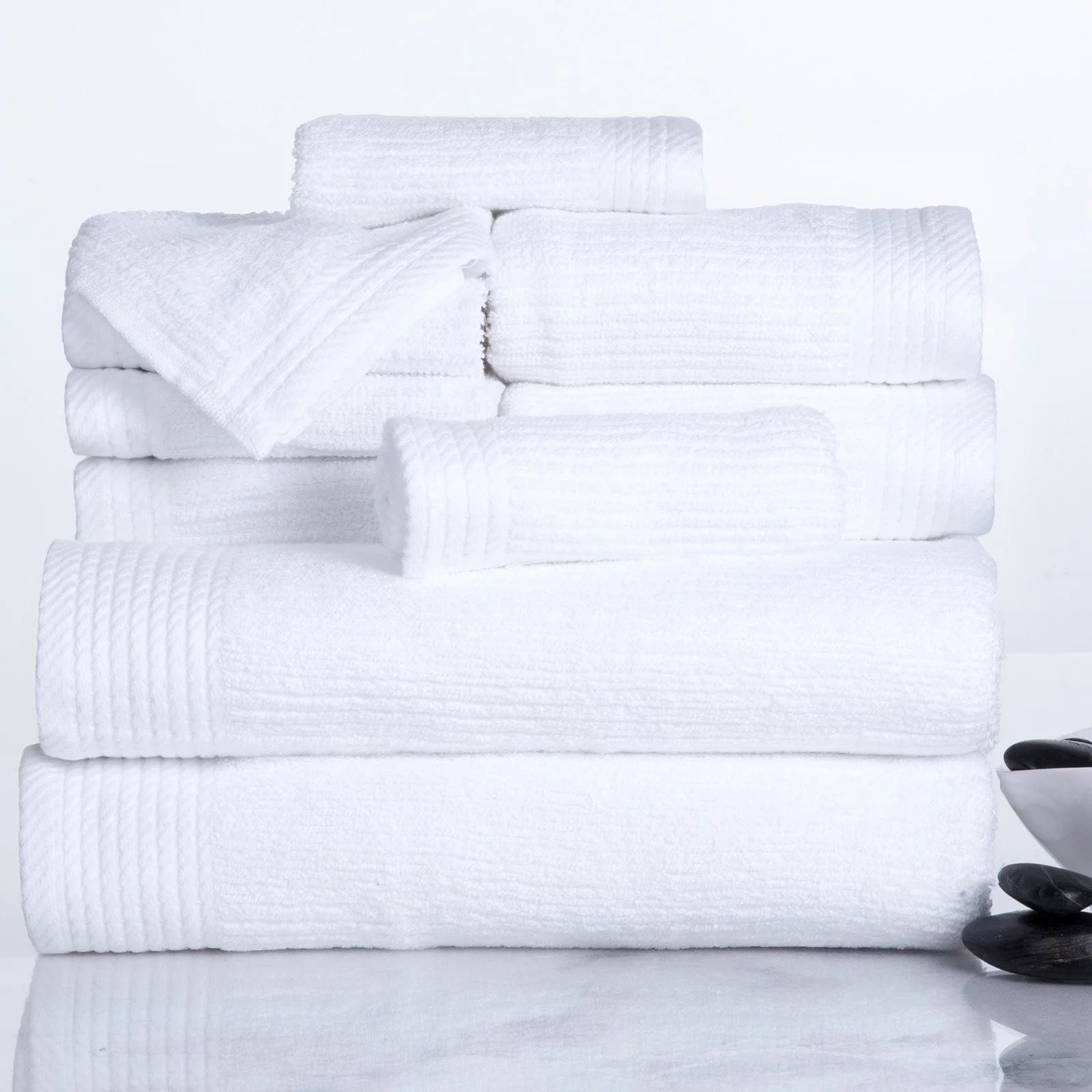 Lavish Home Ribbed Egyptian Cotton 10 Piece Towel Set