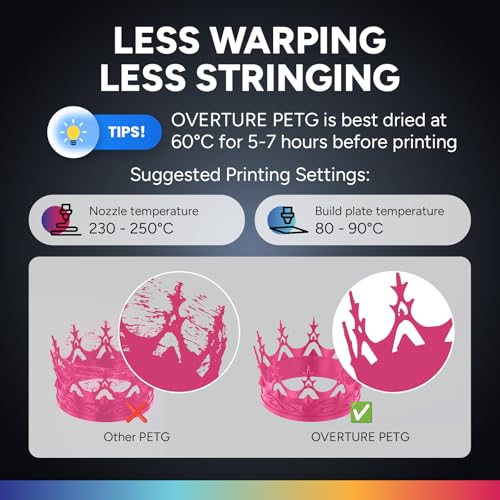 OVERTURE PETG 3D Printer Filament 1.75mm, Neatly Wound Durable PETG 2kg Spool (4.4lbs), Strong Toughness Filament, Dimensional Accuracy +/- 0.02mm, Fit Most FDM Printers (Black (2-Pack))