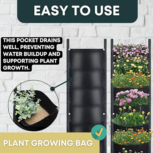 Vertical Wall Planter Vertical Garden Wall Living Wall Planters Outdoor Wall Garden Planter Outdoor Vertical Wall Planters for Outdoor Plants Wall Pocket Planter Hanging Grow Bags 64 Pockets