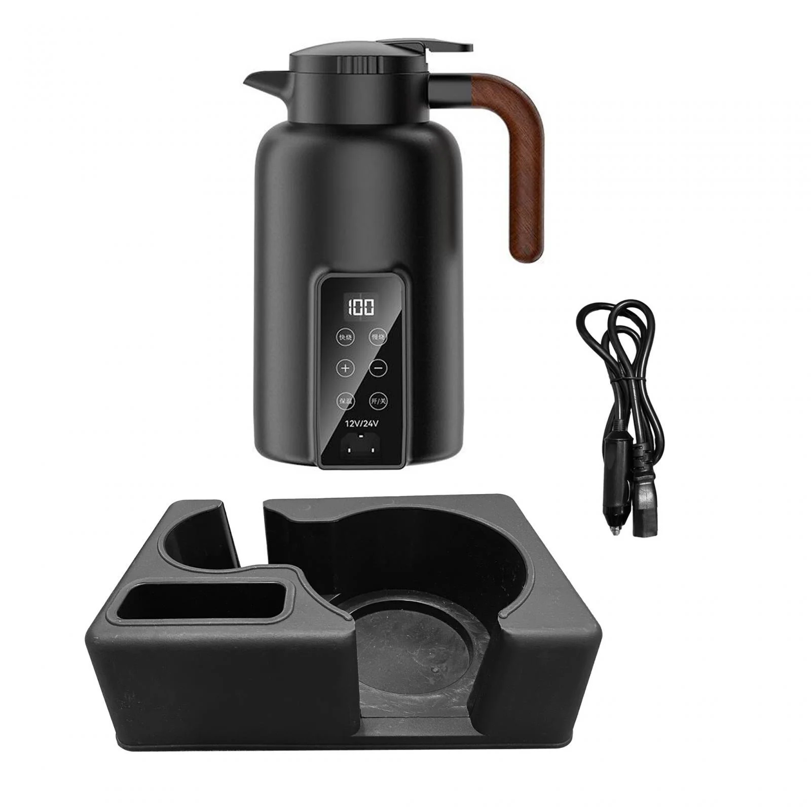 TISHITA Car Heating Cup Auto Heating Kettle Travel Coffee Mug Tumbler Car Electric Kettle Smart Heating Car Cup for Tea ,Beverage Black