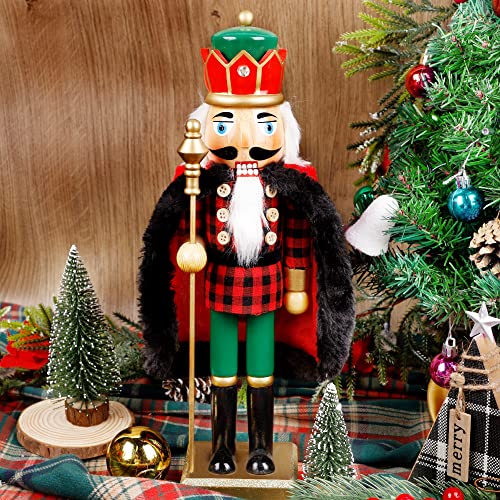 Joliyoou 14 Inch Christmas Nutcracker Figures, Wooden Nutcracker Bear Drummer Ornaments, Large Xmas Nutcracker Tabletop Centerpieces Festival Shelves Decorations