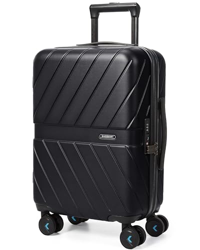 BAGSMART Carry On Luggage 22x14x9 Airline Approved With TSA Lock, 1OO% Polycarbonate Hardside Luggage with Spinner Wheels, Durable Hard Shell Carry On Suitcase 20 inch Black