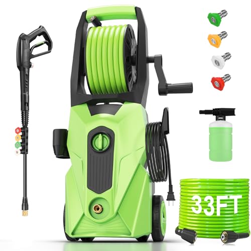 Electric Pressure Washer 5000 PSI 4.0 GPM Power Washers Electric Powered with 33ft Hose, 4 Nozzle and Foam Cannon, Powerwashers Cleaner Machine for Home, Cars, Patio, Green