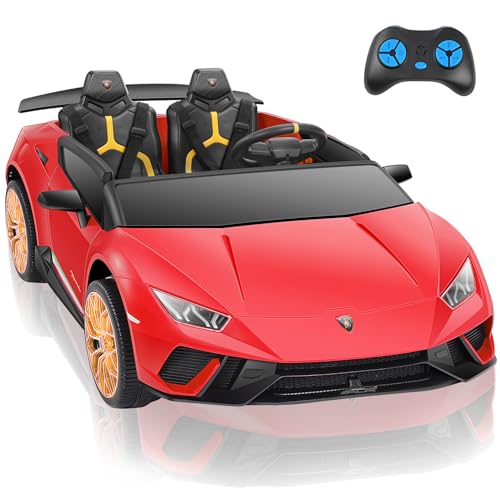 ELEMARA 2 Seater Ride on Toy for Big Kids,12V10Ah Lamborghini Ride On Car, 4.0 mph,Max 130lbs,Electric Car w/Remote, Kids' Electric Vehicles,3 Speeds,MP3,LED Light,Car for Kids to Drive 3-8,Rose Pink