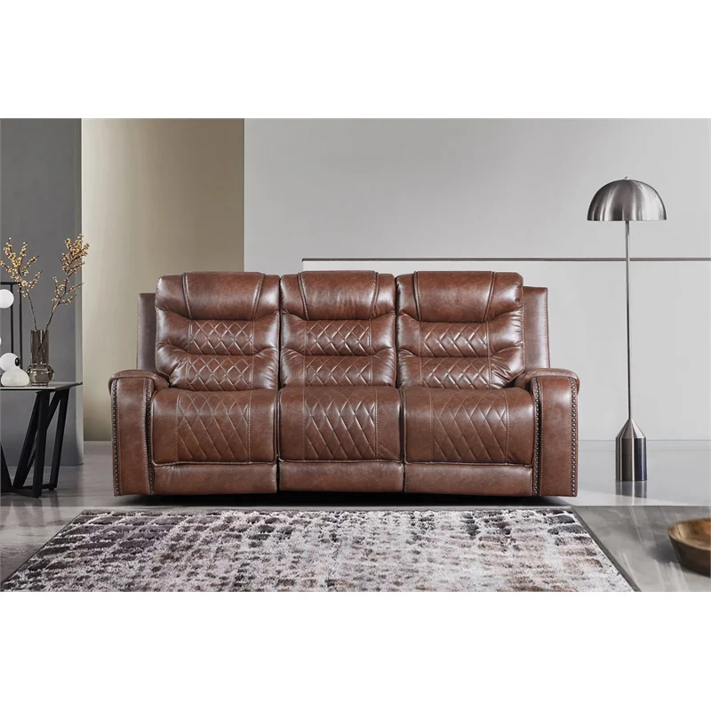 Lexicon Putnam 2-Piece Upholstered Manual Reclining Sofa Set in Brown