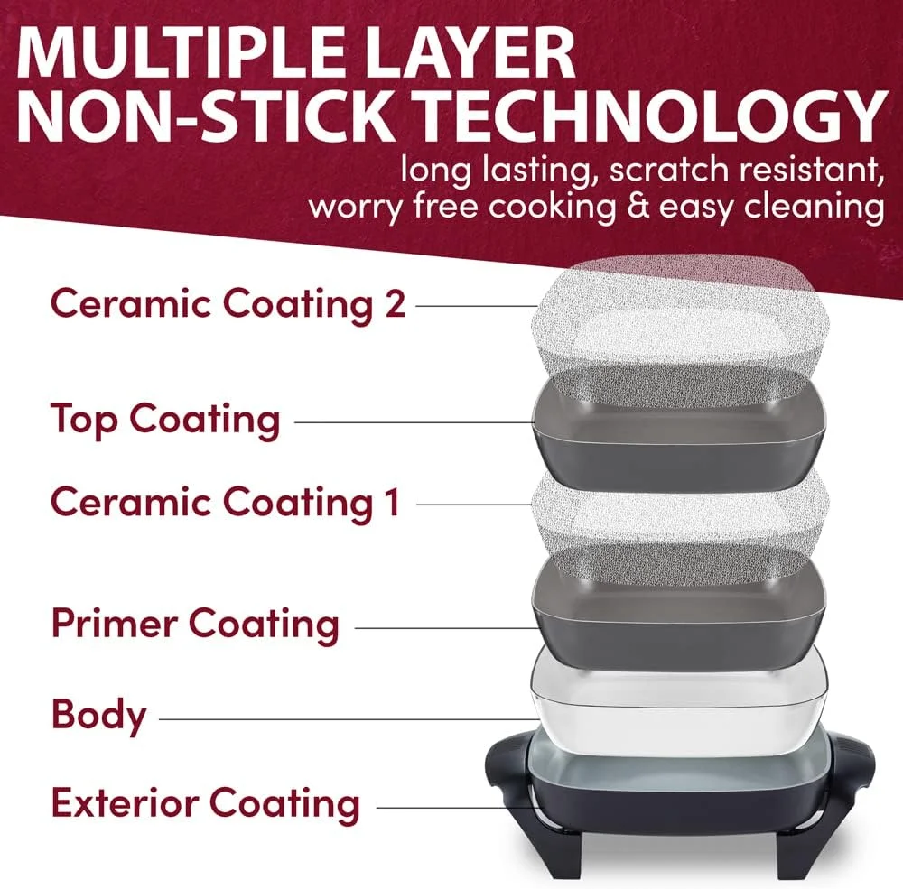 Elite Gourmet Healthy Ceramic Coated Electric Skillet