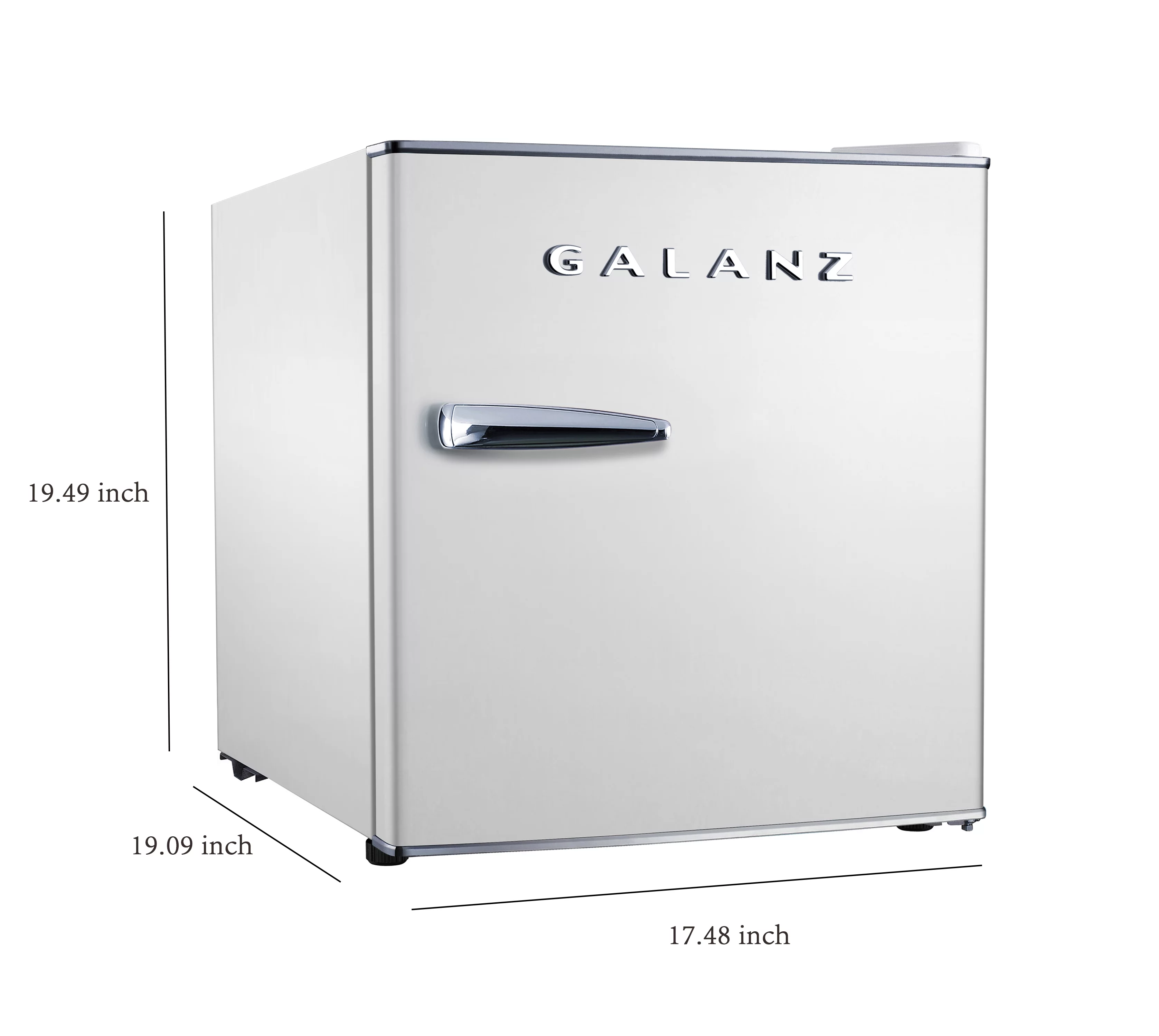 Galanz 1.7 Cu ft Mini Fridge Retro, White, New, Width 17.48