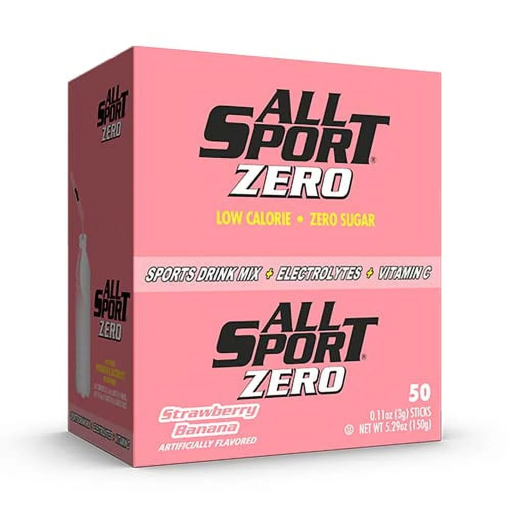 All Sport Powder Hydration Stick, Zero Calorie, Performance Electrolyte Drink Mix, Sugar Free, 2X Potassium, Strawberry Banana, 50 CT
