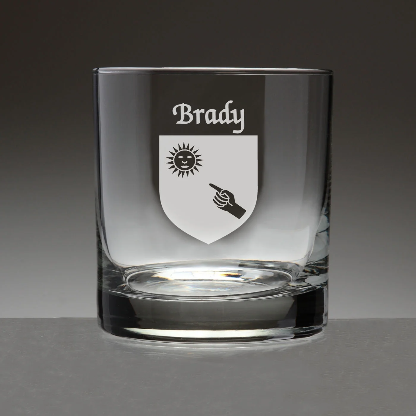 Brady Irish Coat of Arms Tumbler Glasses - Set of 4 (Sand Etched)