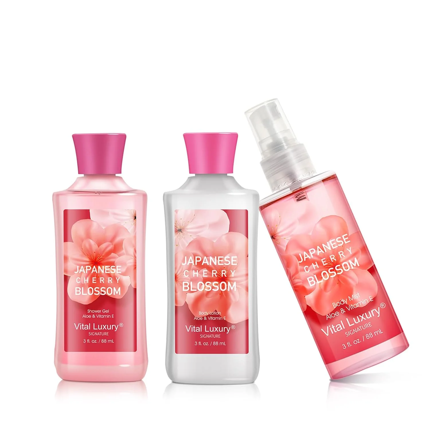 Vital Luxury Japanese Cherry Blossom 3 Piece Set - Shower Gel, Mist, and Lotion