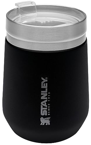 Stanley GO Everyday Wine Tumbler 10 oz | Press Fit Drink Through Lid | Beverage, Coffee, and Cocktail Cup | Insulated Stainless Steel Wine Glass | BPA-Free | Ash