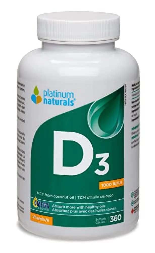 Platinum Naturals Vitamin D3 1000 IU, 360 Softgels