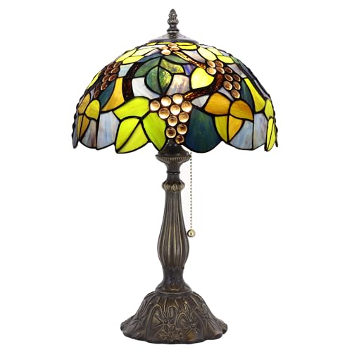 Tiffany Table Lamp Stained Glass Lamp 12X12X19 Inch Antique Reading Light (Sea Blue Pear)