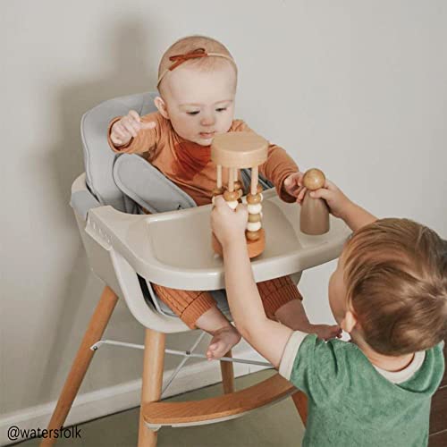 3-in-1 Convertible Wooden High Chair,Baby High Chair with Adjustable Legs & Dishwasher Safe Tray, Made of Sleek Hardwood & Premium Leatherette, Gray Color