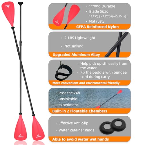 LEDONNE SUP Paddle 4-Piece Adjustable Kayak Paddle Floating Lightweight Paddle Board Oar with Aluminum Alloy Shaft and 2 Nylon Blades Best Price Based on Our 3 Million Sets Per Year 500 bought monthly
