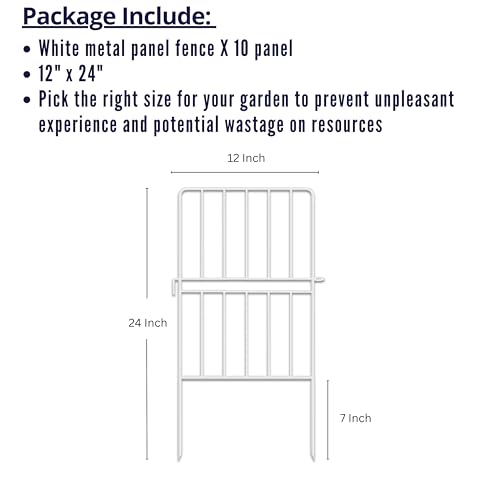 ShopLaLa Garden Fence Animal Barrier (20 Panels) 12in(L) x 24in(H) Rustproof Decorative Metal Wire Fencing Flower Edging for Landscape Patio Yard Outdoor Border No Dig, White Fences for Dogs D-A24