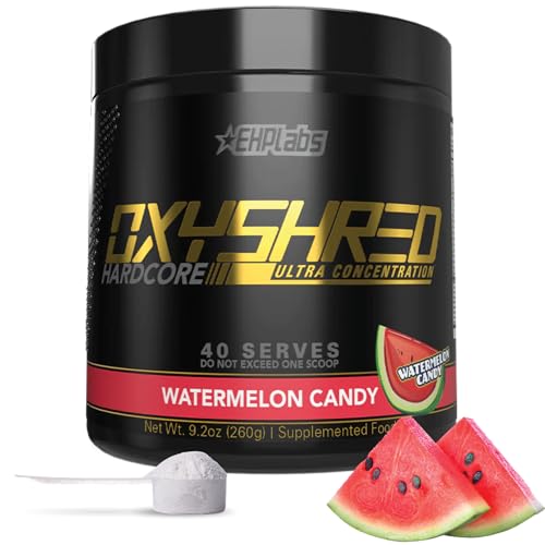 EHP Labs OxyShred Hardcore Super Dosed Pre Workout Powder - Preworkout Powder with L Glutamine & Acetyl L Carnitine, Energy Boost Drink - 275mg of Caffeine - Sour Crawlies, 40 Servings