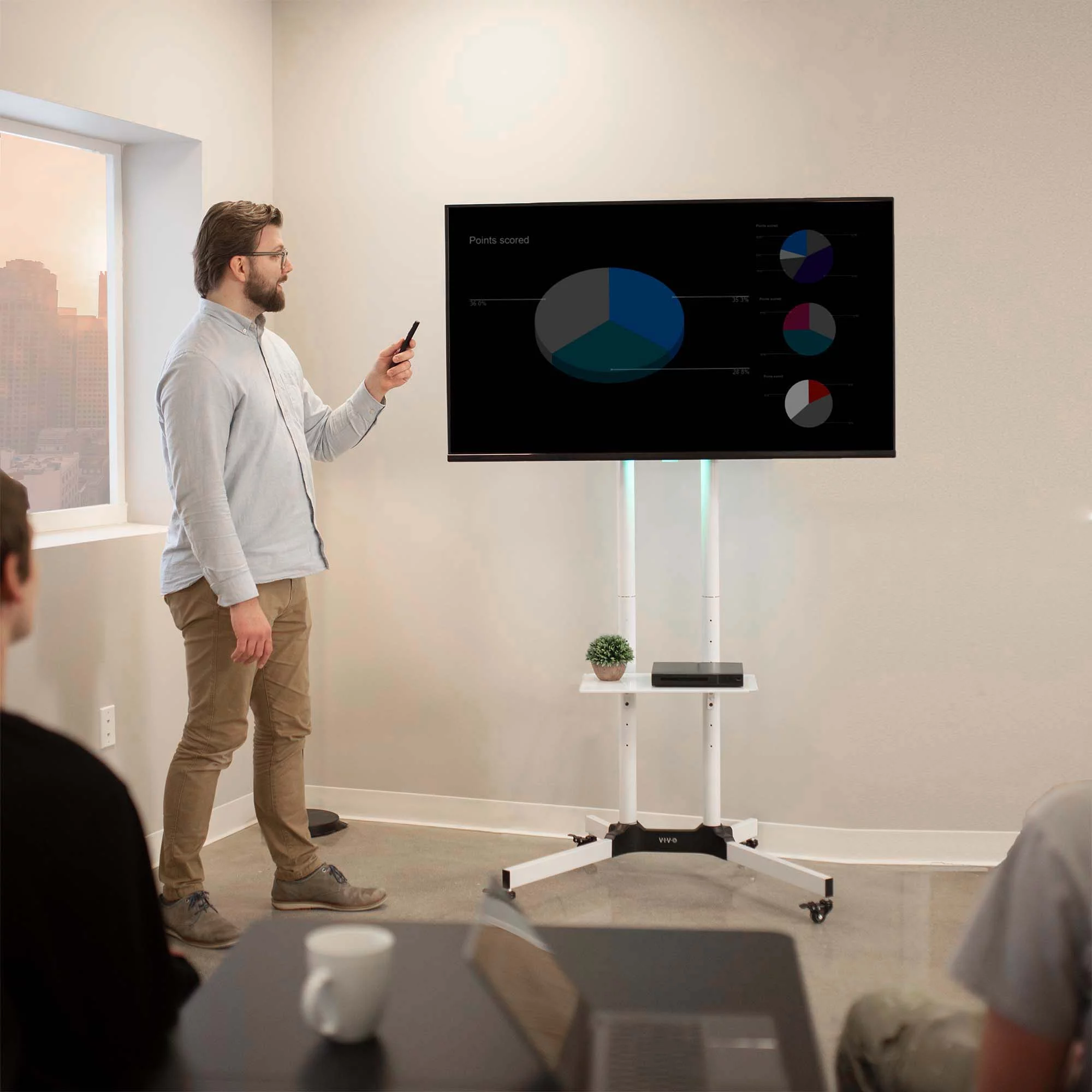 VIVO White Mobile TV Cart for 32