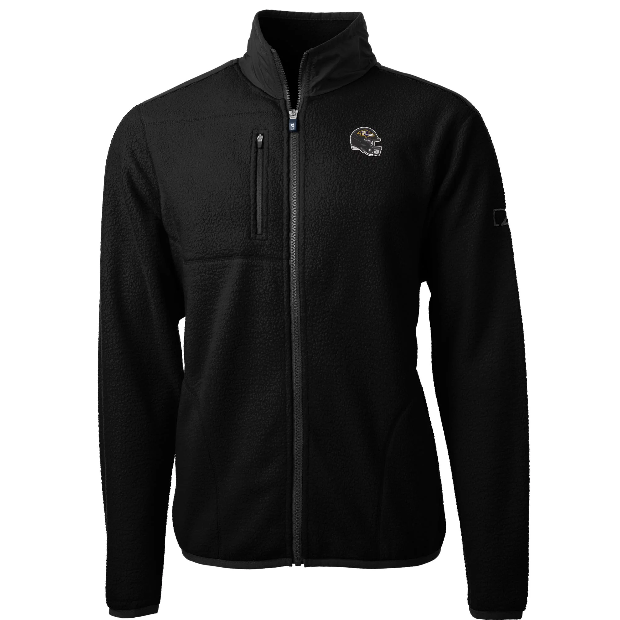 Men's Cutter & Buck  Black Baltimore Ravens Helmet Cascade Eco Sherpa Fleece Full-Zip Jacket