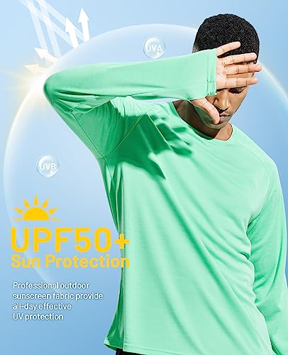 MIER Men's UPF 50+ Sun Shirts Quick Dry Long Sleeve UV Shirts Lightweight Rash Guard Swim T-Shirts Hiking Running