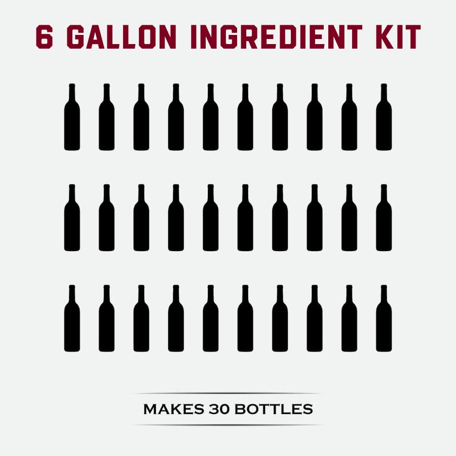 Fontana Wine Making Ingredient Kit - Merlot 6 Gallon DIY Kit | Premium Ingredients | Makes 30 Bottles