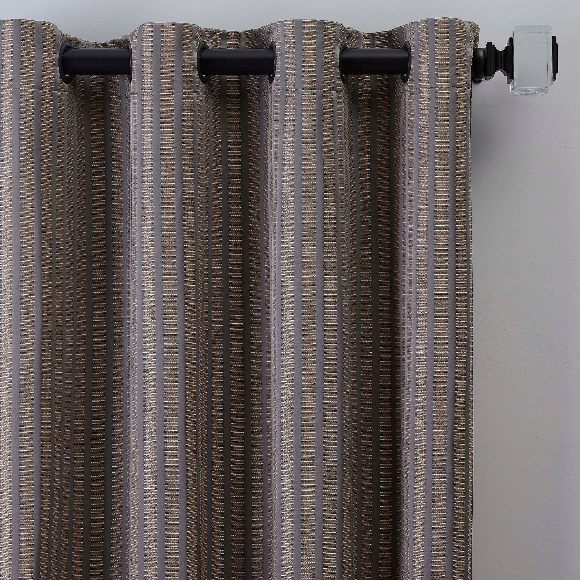 Brielle Home Rail Stripe Room Darkening 100% Cotton Window Panel 84