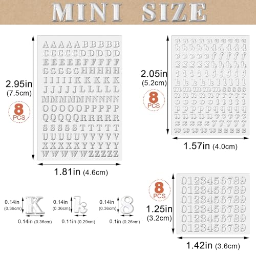 ANCIRS 24 Pack Resin Mini Letter Stickers for Nail Art, Glittering Epoxy Alphabet Number Stickers, Self Adhesive Scrapbook Stickers for Decoration Christmas DIY Craft- Gold