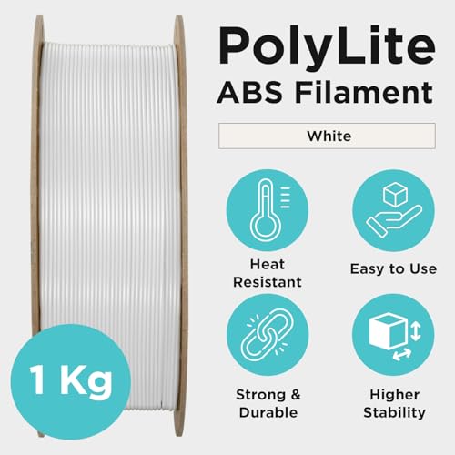 Polymaker ABS Filament 1.75mm Black, ABS 3D Printer Filament 1.75mm Heat Resistant 1kg - PolyLite ABS 3D Printing Filament 1.75mm, Strong & Durable, Dimensional Accuracy +/- 0.03mm