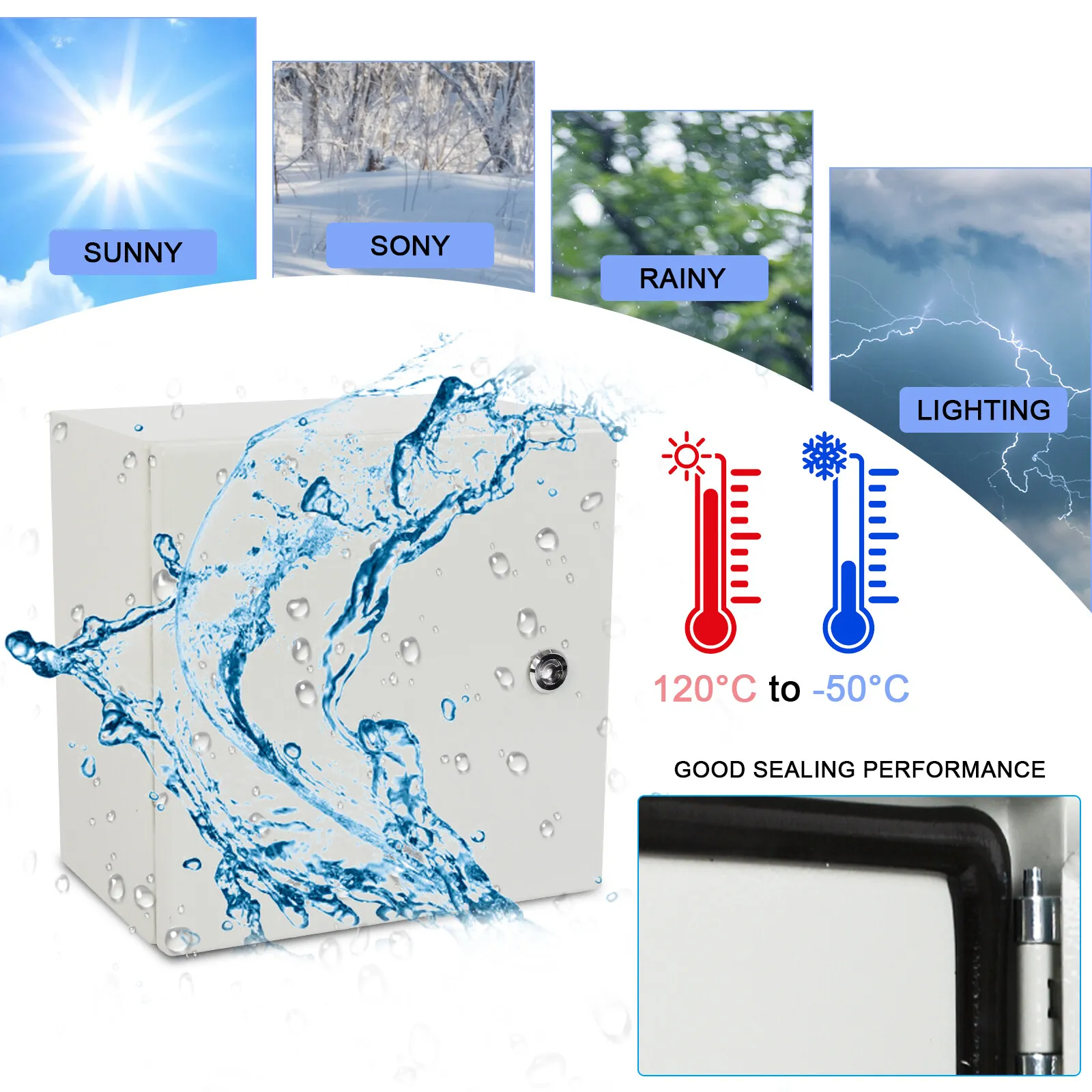 JSTUOKE 12x12x8'' Carbon Steel Electrical Enclosure Box IP66 Wall Mount Junction Box