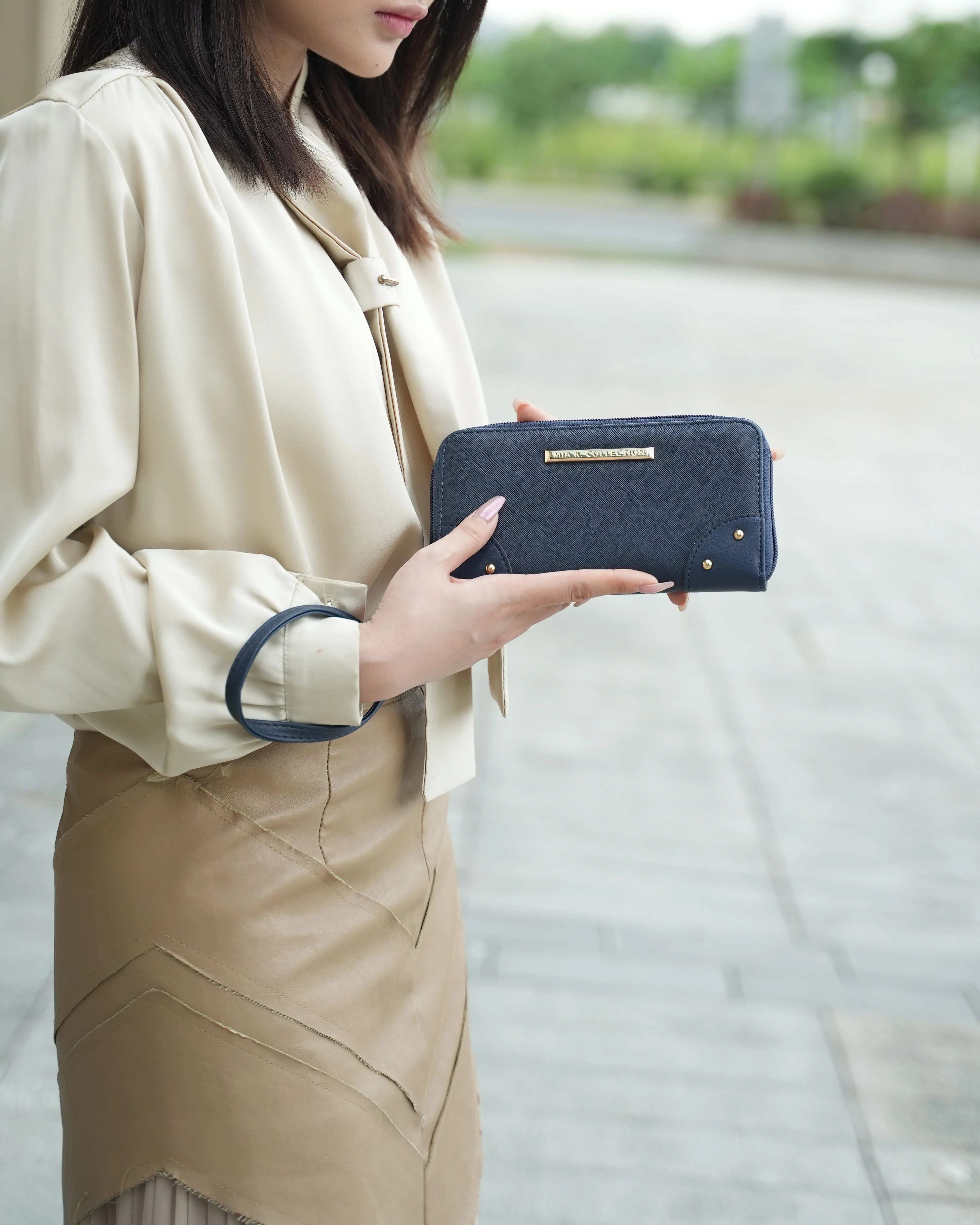 MKF Collection Eliana Women's Vegan Leather Tote Bag & Wallet 2-Piece Set by Mia K. - Navy