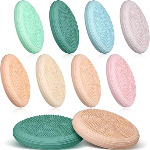 8 Pcs Wiggle Seat for Sensory Kids Inflated Wobble Cushion Sensory Seat Flexible Seating for Classroom, Balance Disc with Needle Pump Wobble Cushion for Kids Children