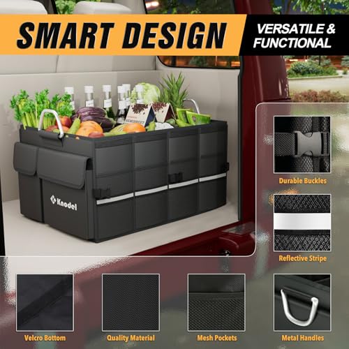K KNODEL Large Car Trash Can with Heavy Duty Trunk Storage Organizer, Car Trunk Organizer, Car Organizer with Lid, Large