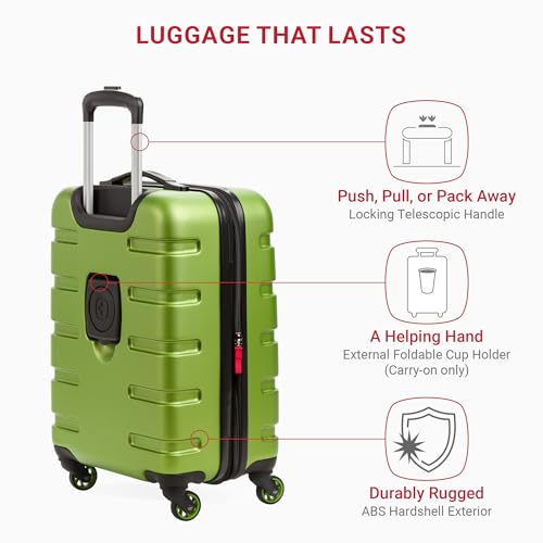 SwissGear 7366 Hardside Expandable Luggage with Spinner Wheels, White, Carry-On 19-Inch