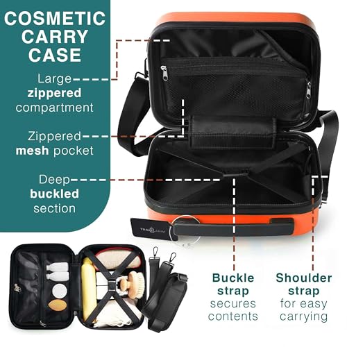 22 Inch Carry On Luggage 22x14x9 Airline Approved, Carry On Suitcase with Wheels, Hard-shell Carry-on Luggage, Durable Luggage Carry-On, Black Small Suitcase with Cosmetic Case