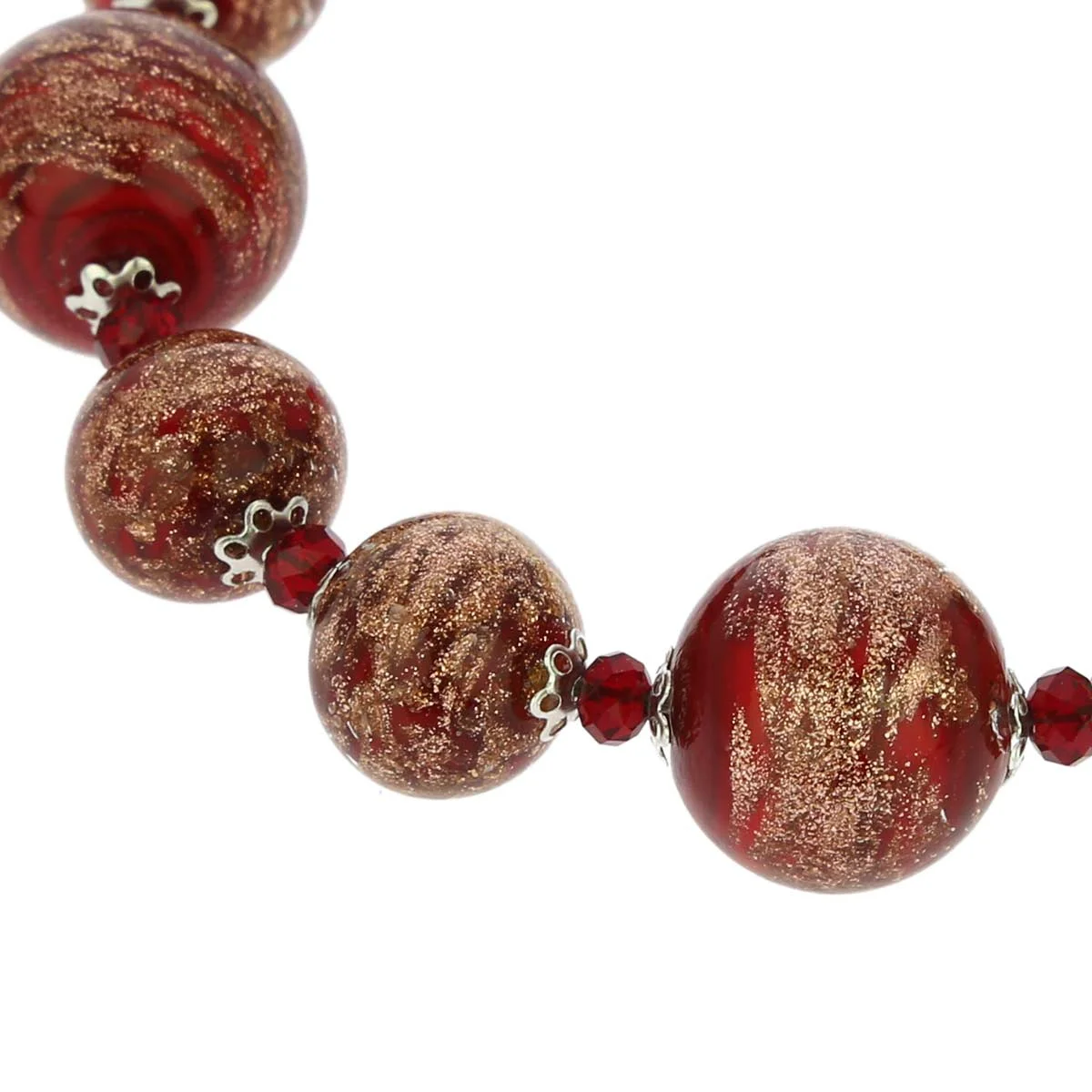 GlassOfVenice Murano Glass Starlight Balls Bracelet - Red