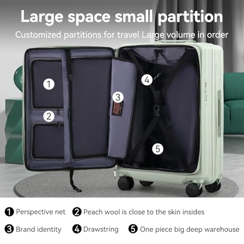 ROAMING Grace Expandable Carry On Luggage Airline Approved, 20 Inch Hardside Carry On Suitcase with Wheels, Travel Harshell Spinner Small Luggage with Tsa Lock, Jade cyan, 20-Inch Carry-On