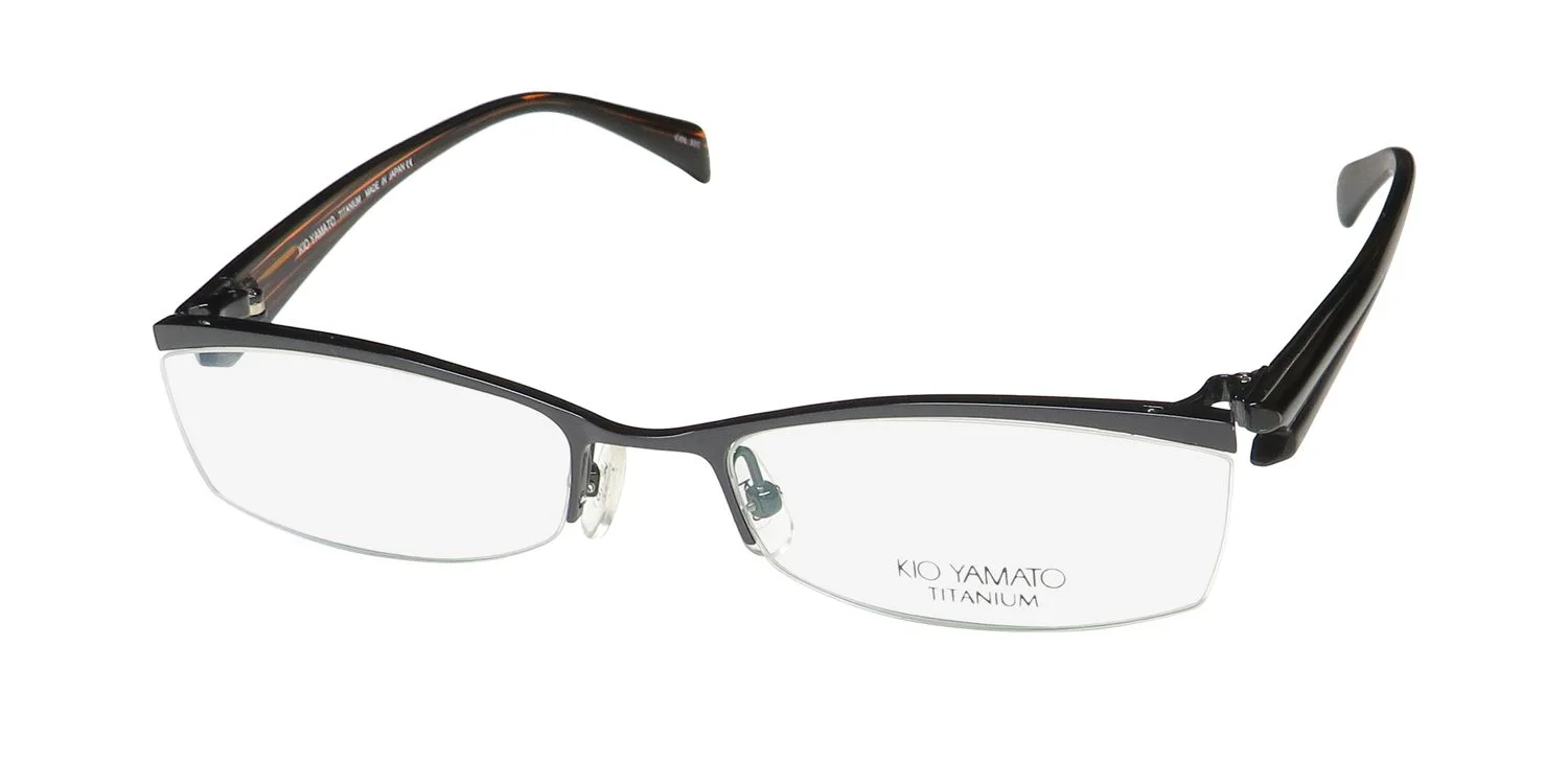 KIO YAMATO KT-271 TITANIUM HALF-RIMLESS ACETATE PLASTIC EYEGLASS FRAME/GLASSES