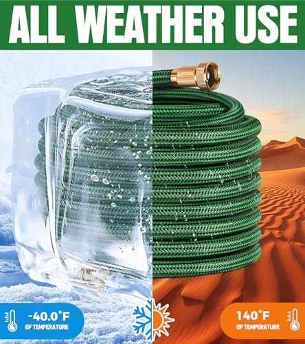 NON-EXPANDABLE Garden Hose 25 ft, Heavy Duty Flexible Water Hose, Kink Resistant Lightweight Hybrid Hose with Durable Fabric Skin, Leakproof Hose Male to Female Fittings