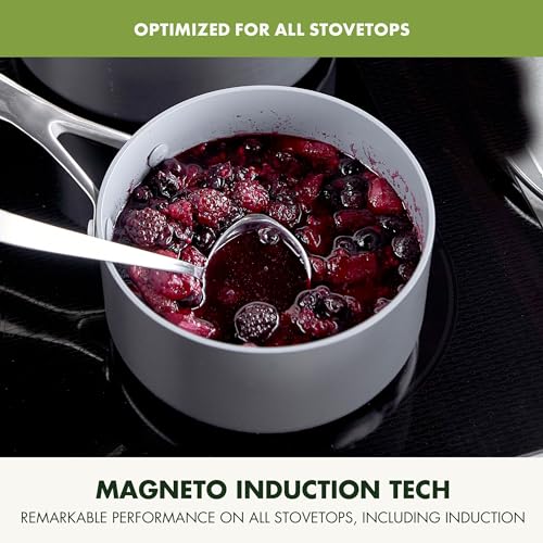 GreenPan Valencia Pro Hard Anodized Healthy Ceramic Nonstick 2QT and 3QT Saucepan Pot Set with Lids, PFAS-Free, Induction, Dishwasher Safe, Oven Safe, Gray