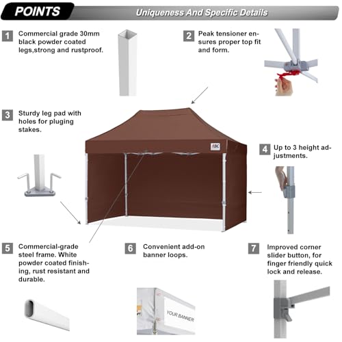 ABCCANOPY Easy Pop Up Canopy Tent with Sidewalls 10x10 Commercial -Series, White
