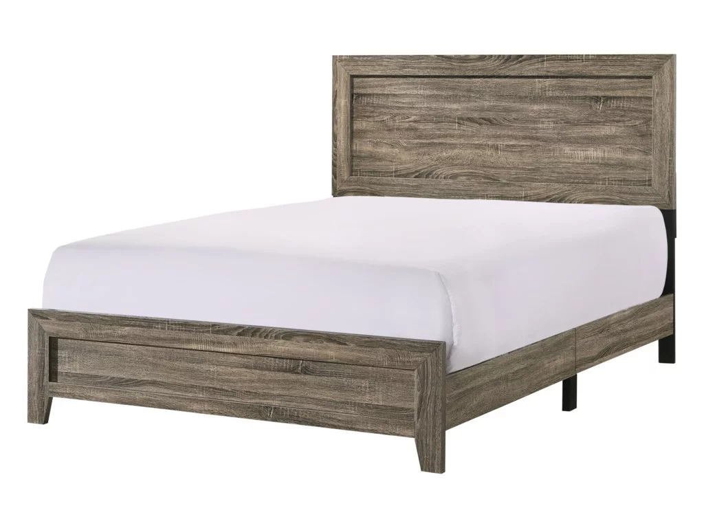 Contemporary 6Pc Queen Size Panel Bed Dresser Mirror Nightstand Chest Set Wooden Home Bedroom Furniture Gray Finish