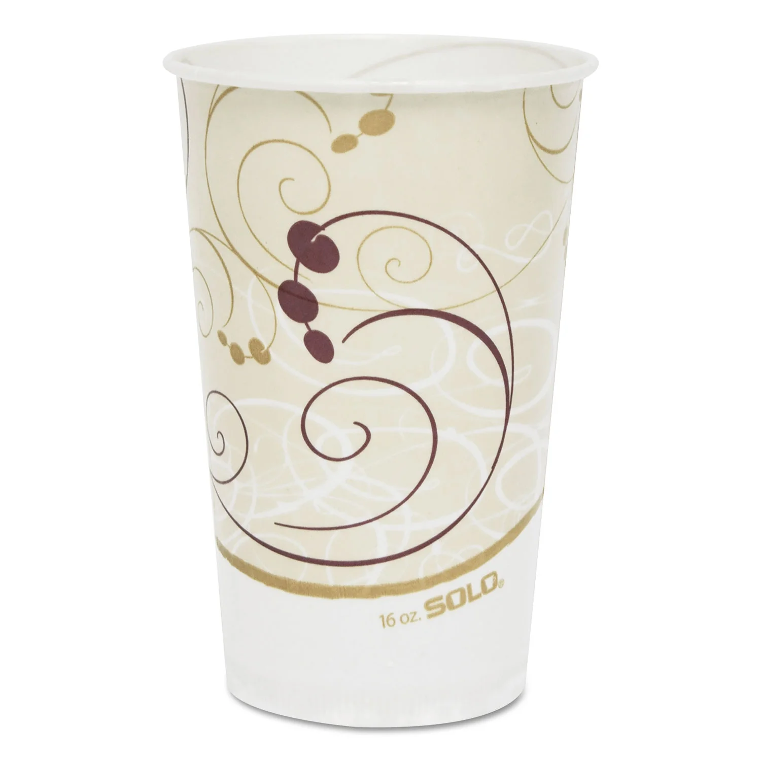 SOLO Symphony Treated-Paper Cold Cups, ProPlanet Seal, 16 oz, White/Beige/Red, 50/Bag, 20 Bags/Carton