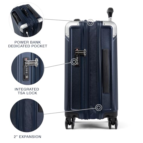 Travelpro Platinum Elite Hardside Expandable Carry on Luggage, 8 Wheel Spinner, TSA Lock, Hard Shell Polycarbonate Suitcase, Metallic Sand, Compact Carry on 20-Inch