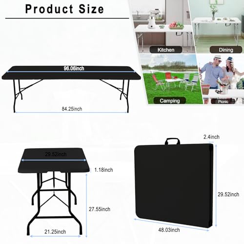 6ft Heavy Duty Portable Folding Table - Plastic Dining Table Indoor/Outdoor White Plastic Table for Parties, BBQs, and Camping